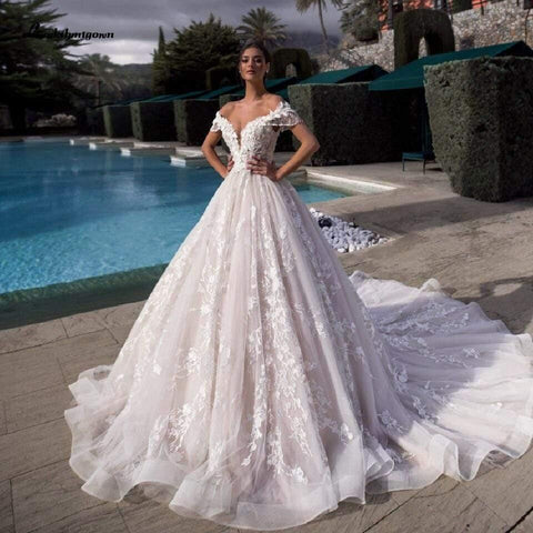 NumberSea Prinzessin Brautkleid Vintage Spitze Brautkleider Off the Shoulder