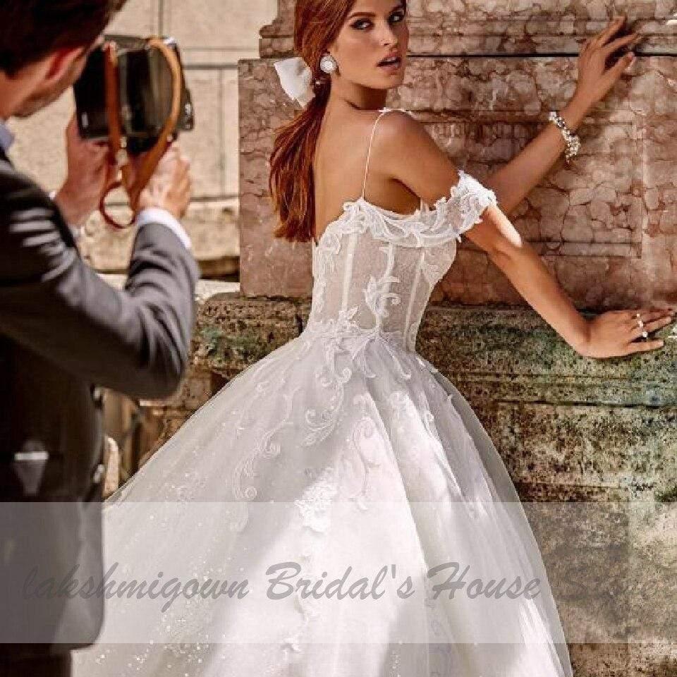 NumberSea Princess Bridal Gowns Corset Glitter Tulle Ball Gown Wedding Dresses