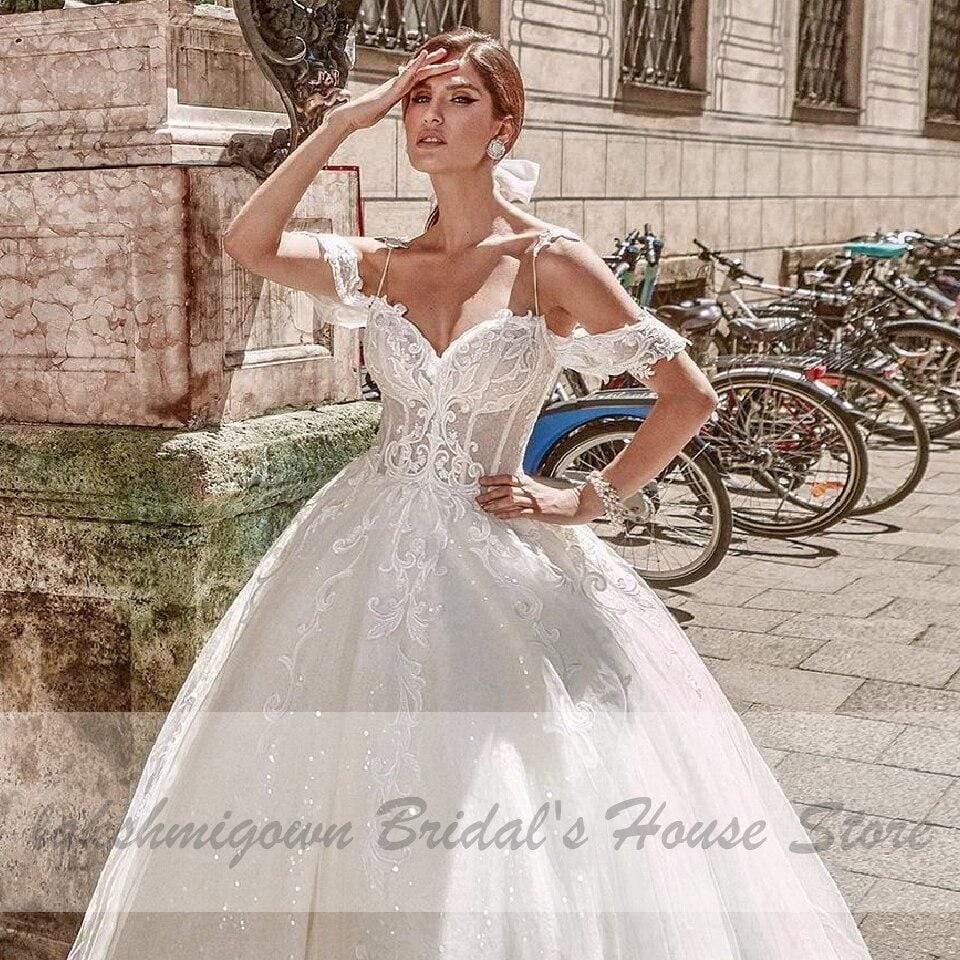 NumberSea Princess Bridal Gowns Corset Glitter Tulle Ball Gown Wedding Dresses