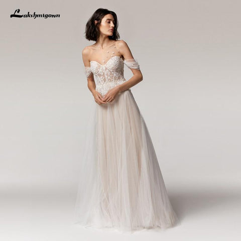 NumberSea Princess Champagner Brautkleid A-Linie Neuer Designer