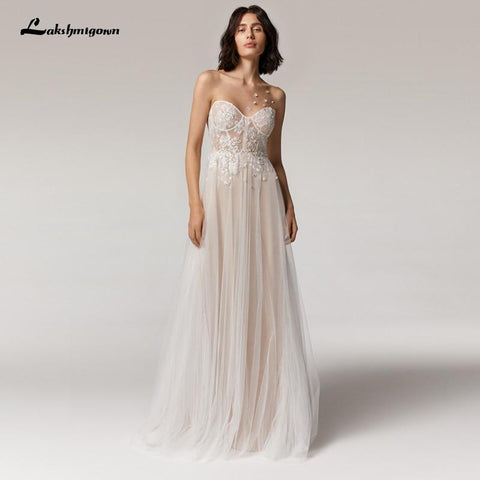 NumberSea Princess Champagner Brautkleid A-Linie Neuer Designer