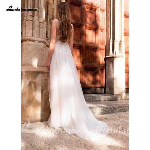 NumberSea Princess Champagner Brautkleid mit Schnürung am Rücken und Perlen