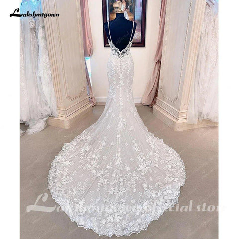 NumberSea Prinzessin Spitze Meerjungfrau Brautkleider Für Frauen Vestido De Novia 2025 V Neck Boho Brautkleider Open Back 