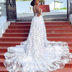 NumberSea Princesse Mariage African Luxury Crystal Lace Wedding Dress