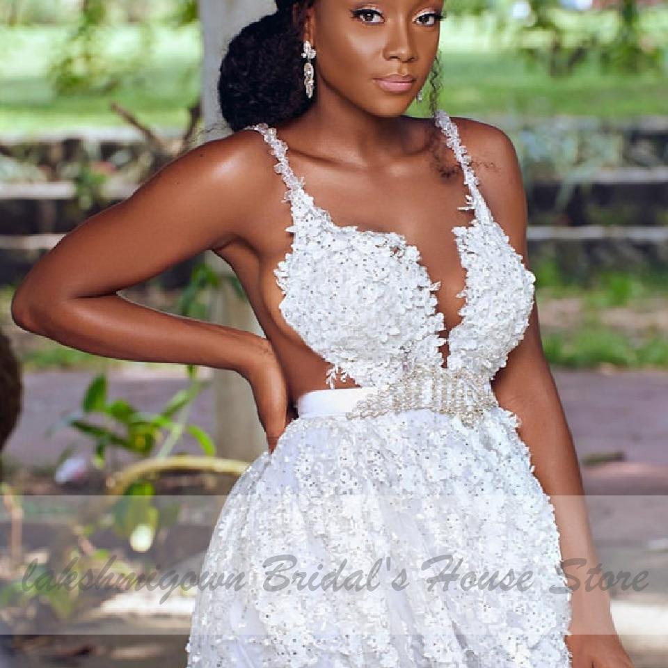 NumberSea Princesse Mariage African Luxury Crystal Lace Wedding Dress