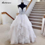 NumberSea Puffy Tulle Wedding Dress 2025 Vestidos Civil Boho Spaghetti Strap Long Bride Dress Elegant Party Gowns