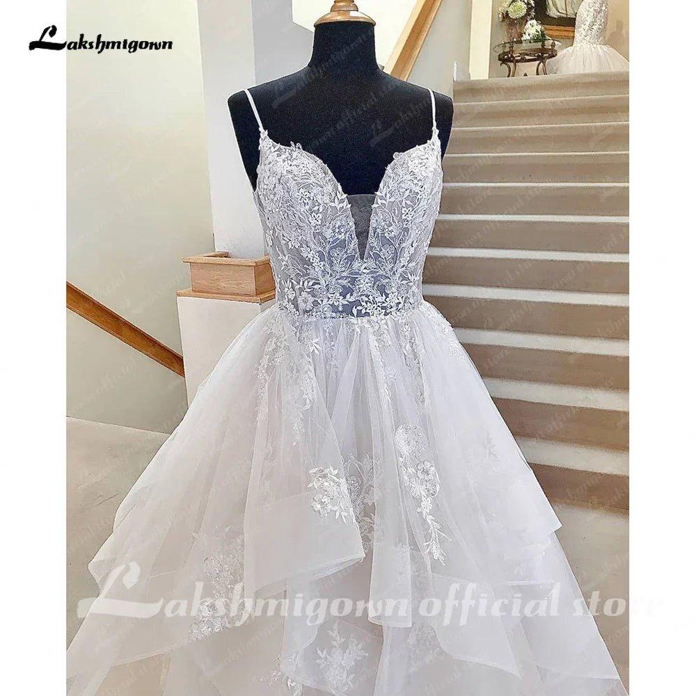 NumberSea Puffy Tulle Wedding Dress 2025 Vestidos Civil Boho Spaghetti Strap Long Bride Dress Elegant Party Gowns