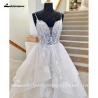NumberSea Puffy Tulle Wedding Dress 2025 Vestidos Civil Boho Spaghetti Strap Long Bride Dress Elegant Party Gowns