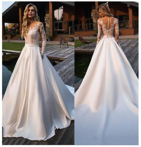 NúmeroSea robe de mariee vestido de noiva de cetim vestido de festa de casamento vestido de noiva Robe De Soiree noiva para ser
