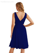 Numbersea V-Ausschnitt Brautjungfernkleider Chiffon Kurz Knie lang Formelle Abschlussballkleider für Damen Party Homecoming SEA28062