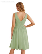 Numbersea V-Ausschnitt Brautjungfernkleider Chiffon Kurz Knie lang Formelle Abschlussballkleider für Damen Party Homecoming SEA28062