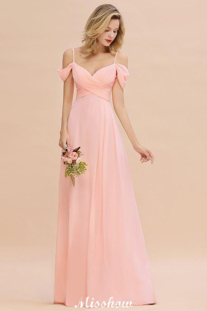 Off Shoulde straps Aline Bridesmaid Dress Chiffon Maid of Honor Dress