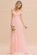 Off Shoulde straps Aline Bridesmaid Dress Chiffon Maid of Honor Dress
