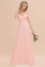 Off Shoulde straps Aline Bridesmaid Dress Chiffon Maid of Honor Dress