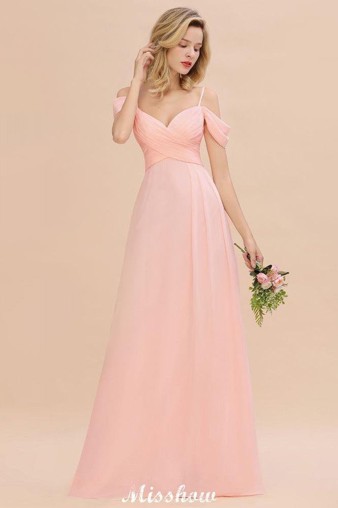 Off Shoulde straps Aline Bridesmaid Dress Chiffon Maid of Honor Dress