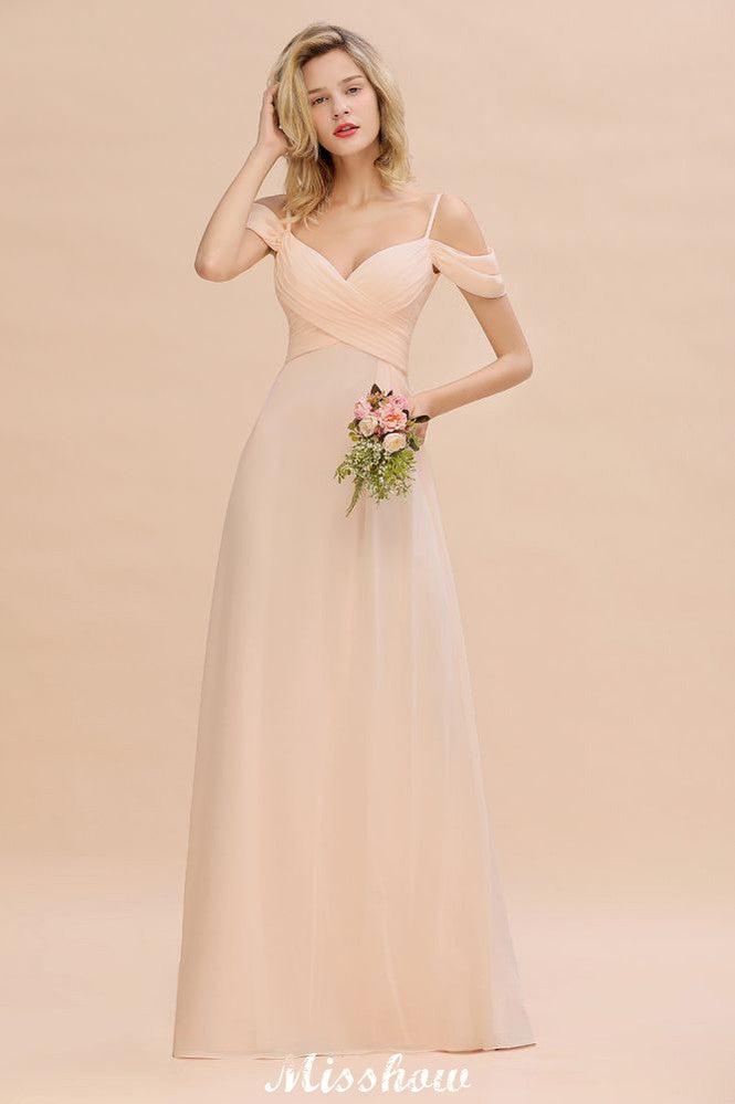 Off Shoulde straps Aline Bridesmaid Dress Chiffon Maid of Honor Dress