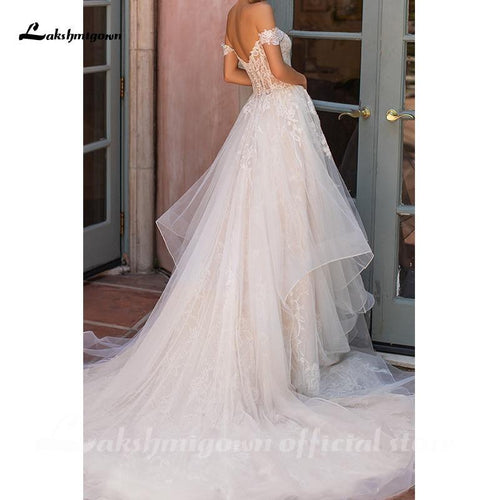 Robe de mariée NumberSea asymétrique ligne A décolleté cœur traîne cour