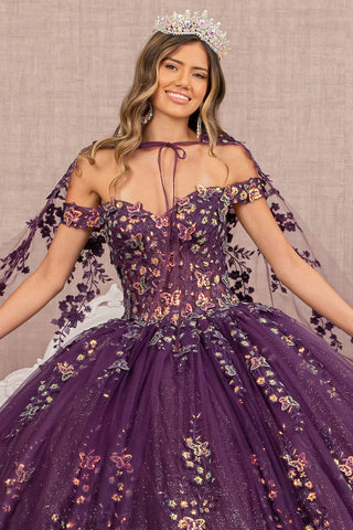 Schulterfreies Cape-Ballkleid von Elizabeth K GL3171