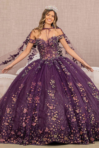 Schulterfreies Cape-Ballkleid von Elizabeth K GL3171