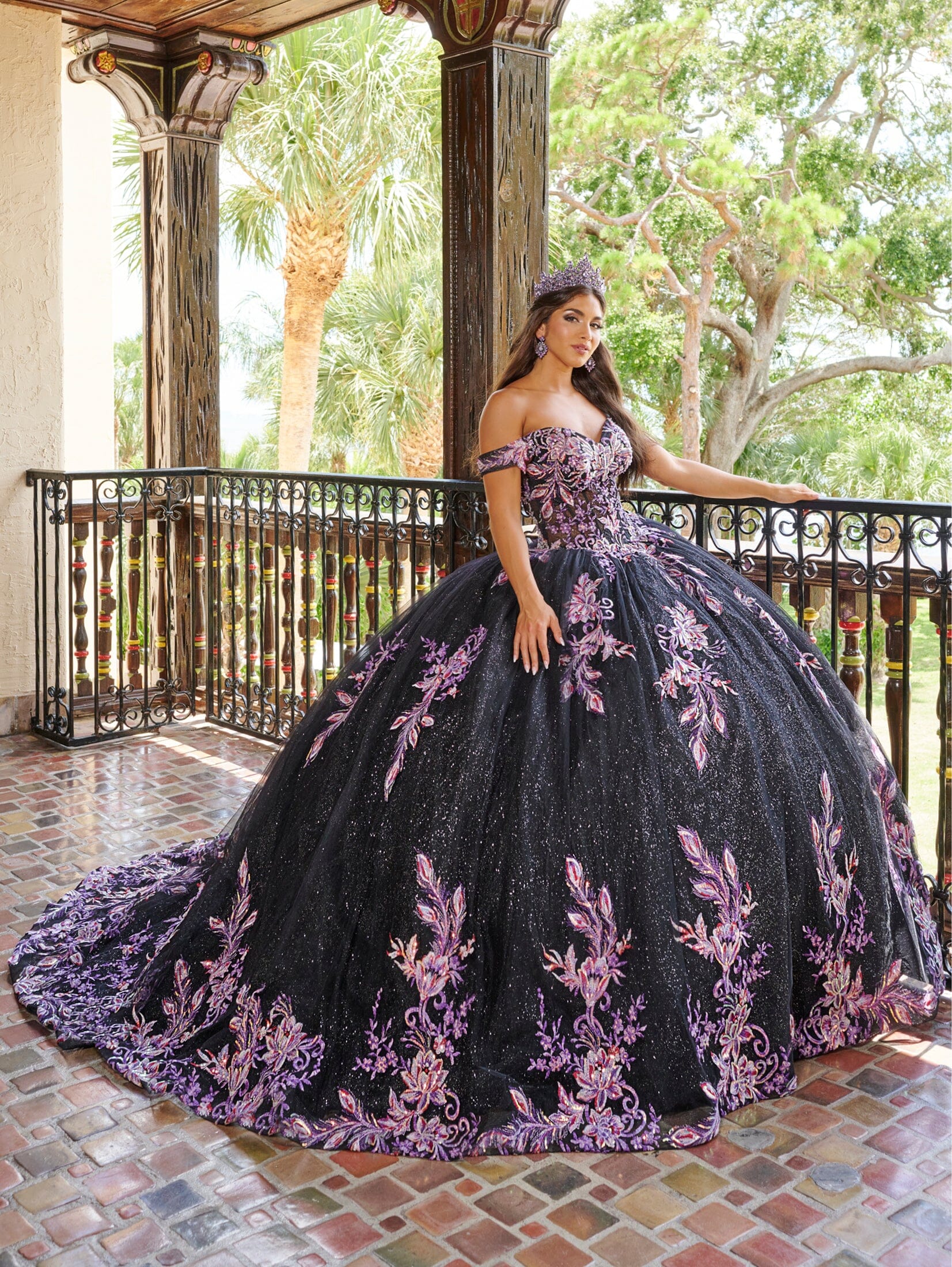 Off Shoulder Cape Quinceanera Dress by House of Wu 26079
