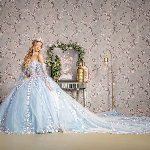 Schulterfreies Ballkleid mit Cape-Ärmeln von GLS Gloria GL3468