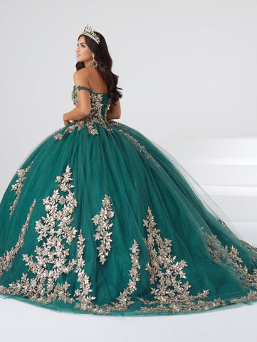 Vestido de quinceanera com espartilho e ombro descoberto, da Fiesta Gowns 56461