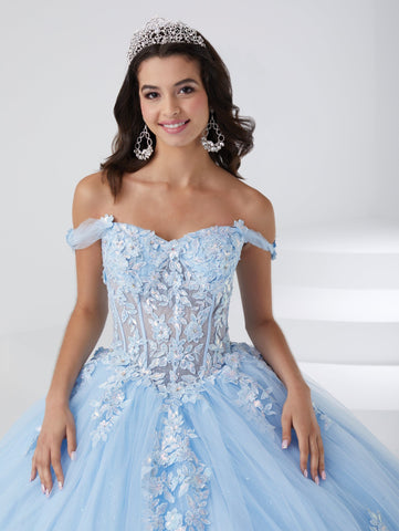 Vestido de quinceanera com espartilho e ombro descoberto, da Fiesta Gowns 56461