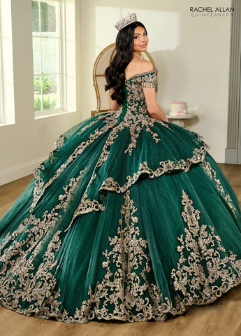 Schulterfreies Quinceanera-Kleid mit Fransen von Rachel Allan RQ3129