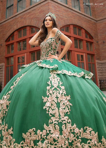 Schulterfreies Quinceanera-Kleid mit Fransen von Rachel Allan RQ3129