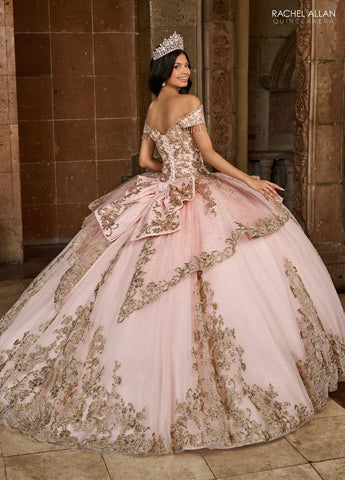 Schulterfreies Quinceanera-Kleid mit Fransen von Rachel Allan RQ3129