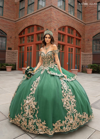 Schulterfreies Quinceanera-Kleid mit Fransen von Rachel Allan RQ3129