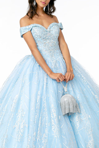 Schulterfreies Ballkleid mit Glitzerprint von Elizabeth K GL2910