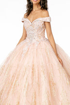 Off Shoulder Glitter Print Ball Gown by Elizabeth K GL2910