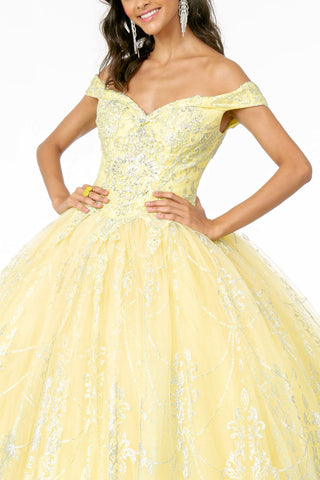 Schulterfreies Ballkleid mit Glitzerprint von Elizabeth K GL2910