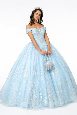Schulterfreies Ballkleid mit Glitzerprint von Elizabeth K GL2910