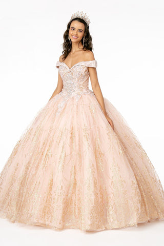 Schulterfreies Ballkleid mit Glitzerprint von Elizabeth K GL2910