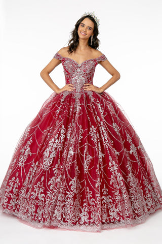 Schulterfreies Ballkleid mit Glitzerprint von Elizabeth K GL2910