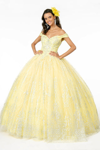 Schulterfreies Ballkleid mit Glitzerprint von Elizabeth K GL2910