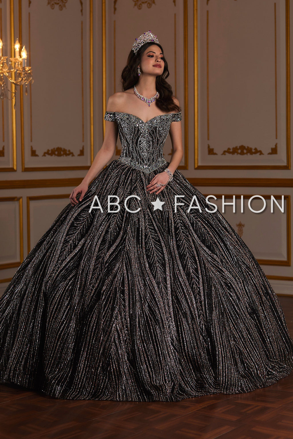 Off Shoulder Glitter Quinceanera Dress by House of Wu 26937