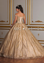 Off Shoulder Glitter Quinceanera Dress by House of Wu 26937