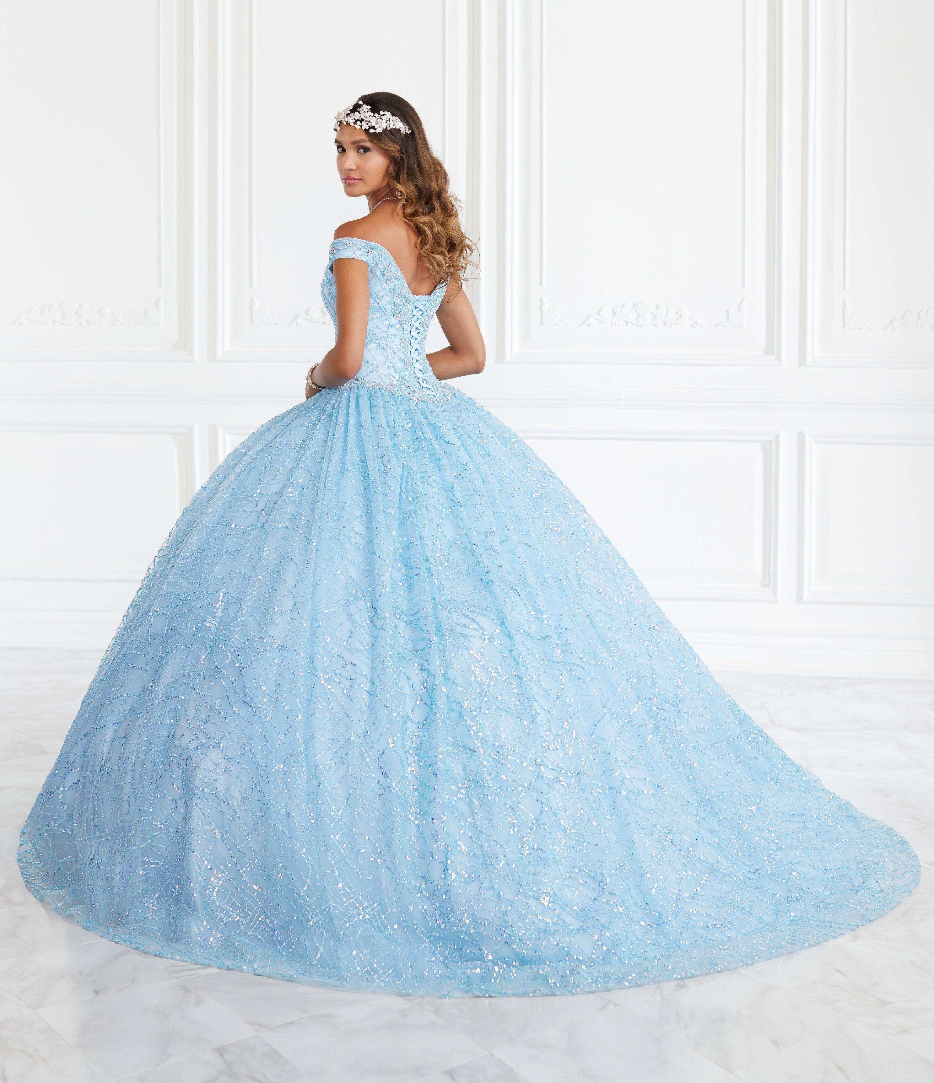 Off Shoulder Glitter Quinceanera Dress by House of Wu 26944