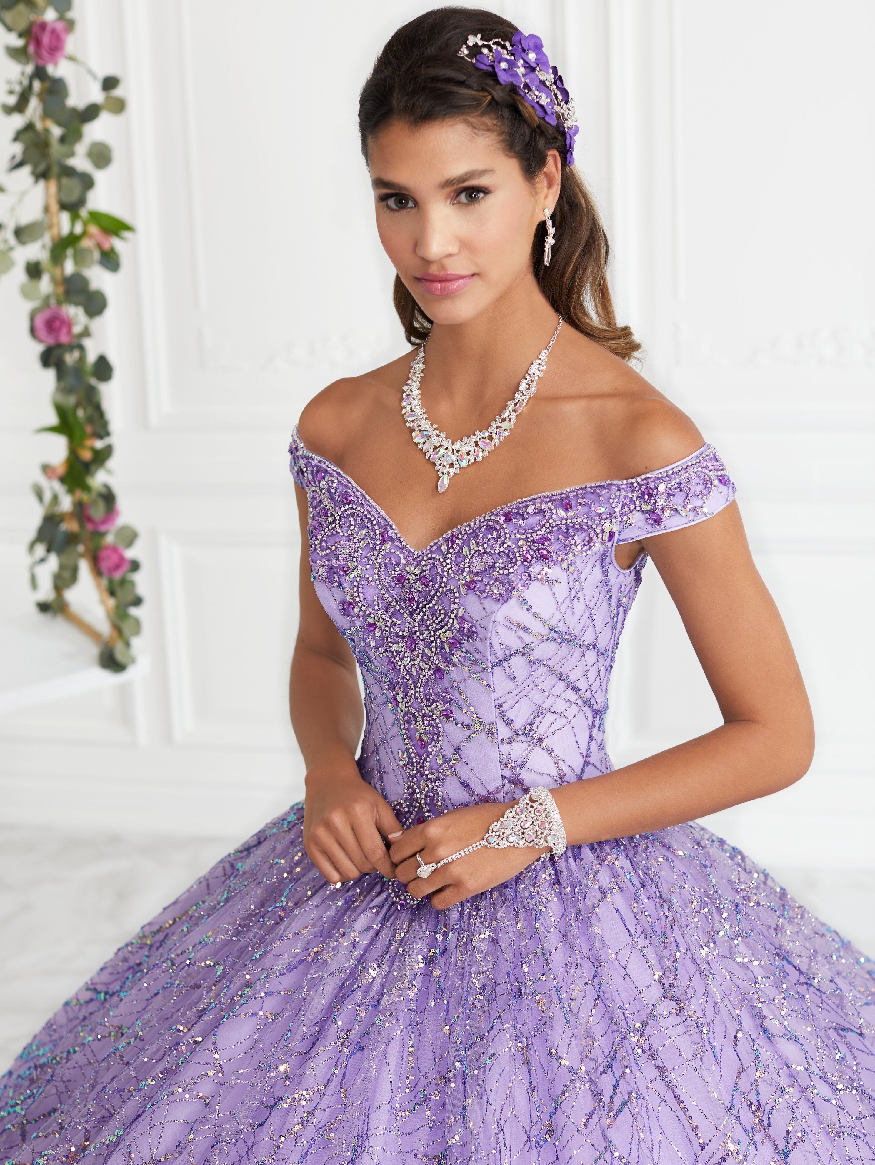 Off Shoulder Glitter Quinceanera Dress by House of Wu 26944