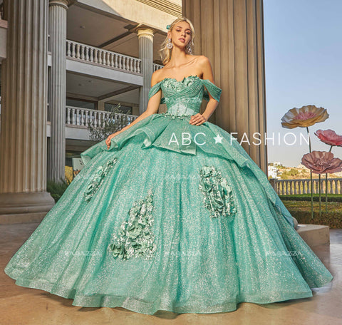 Schulterfreies Glitzer-Quinceanera-Kleid von Ragazza EV15-615