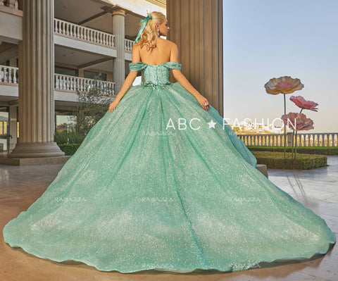 Schulterfreies Glitzer-Quinceanera-Kleid von Ragazza EV15-615