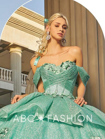 Schulterfreies Glitzer-Quinceanera-Kleid von Ragazza EV15-615