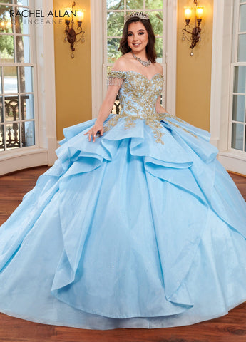 Schulterfreies Quinceanera-Kleid mit Lagendesign von Rachel Allan RQ1117