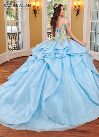 Schulterfreies Quinceanera-Kleid mit Lagendesign von Rachel Allan RQ1117
