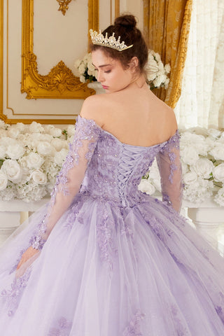 Schulterfreies Langarm-Ballkleid von Ladivine 15706