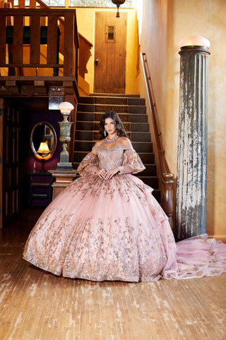 Schulterfreies Ballkleid mit Puffärmeln von Petite Adele PQ1041