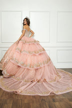 Off Shoulder Puff Sleeve Ball Gown by Petite Adele PQ1041